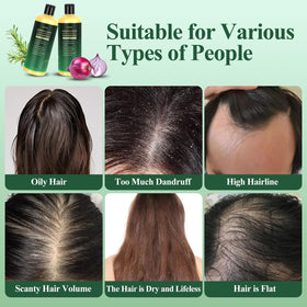 RILSIC Rosemary & Onion Shampoo lather shown on damp hair for smoothness.