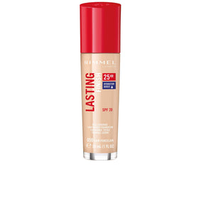 Rimmel Lasting Finish 25HR porcelain bottle close-up showcases long wear potential