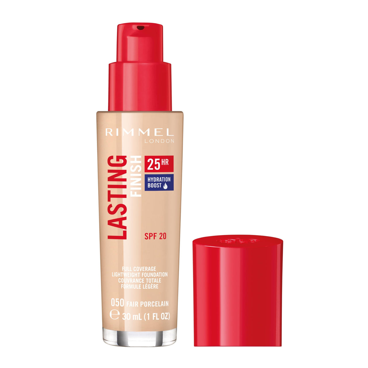 Rimmel Lasting Finish 25HR porcelain swatch demonstrates full coverage across skin
