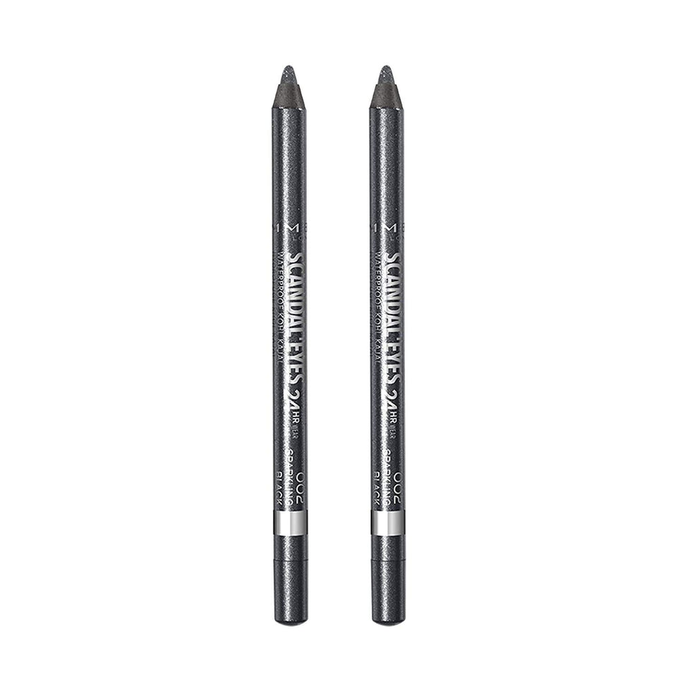 Rimmel Scandaleyes waterproof kajal eyeliner in Sparkling Black offers long-lasting definition