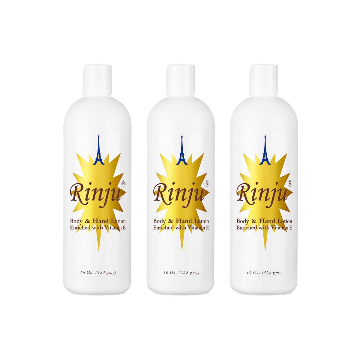 Rinju Body and Hand Lotion trio bottles for daily moisturization