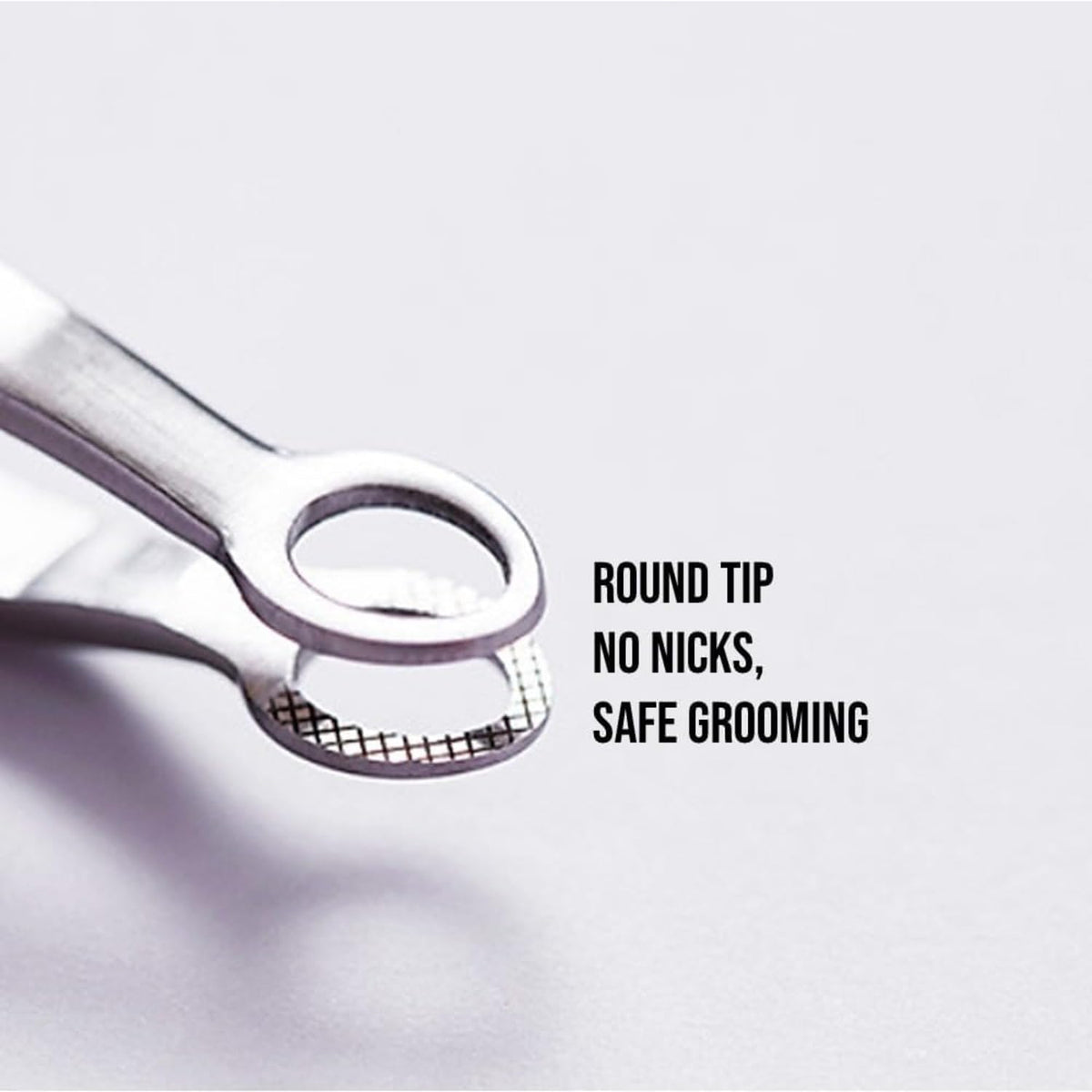 Rinocos eyebrow tweezers with round-tip precision for shaping brows cleanly.