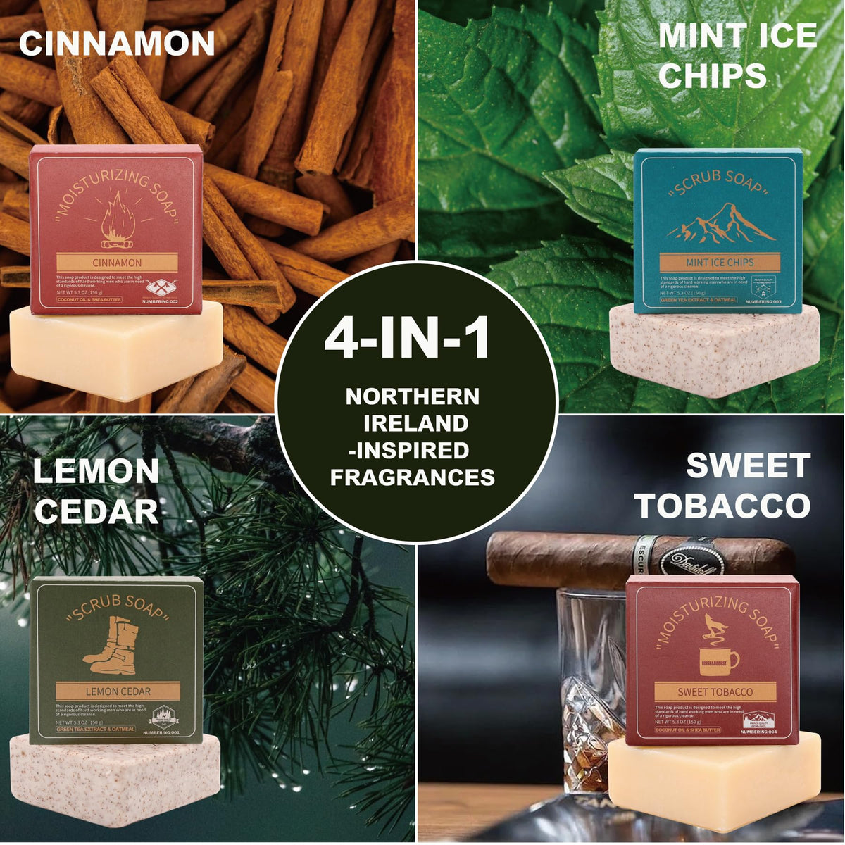Rinse & Robust tobacco bar with rugged, earthy aroma