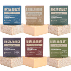 Rinse & Robust leather scent bar soap for a deep cleansing routine