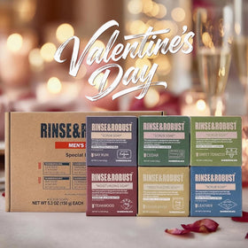 Rinse & Robust sandalwood bar with deep fragrance for refreshing mornings.