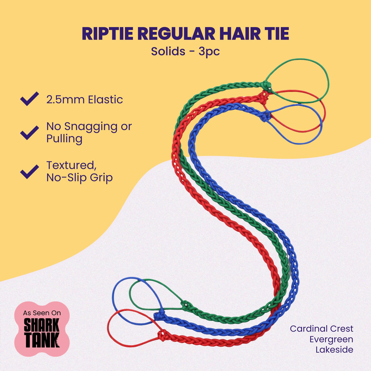 Rip Tie Extra Hold 24-inch hair tie provides secure grip for thick hair.