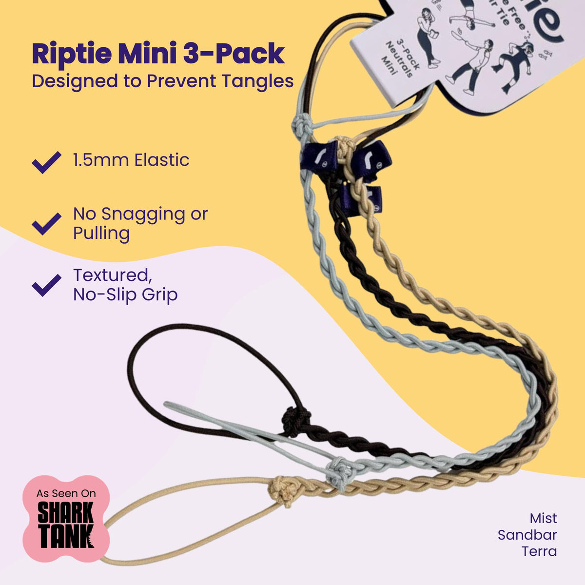 Rip Tie mini extra-hold tangle-free hair tie securing a high ponytail for workouts.