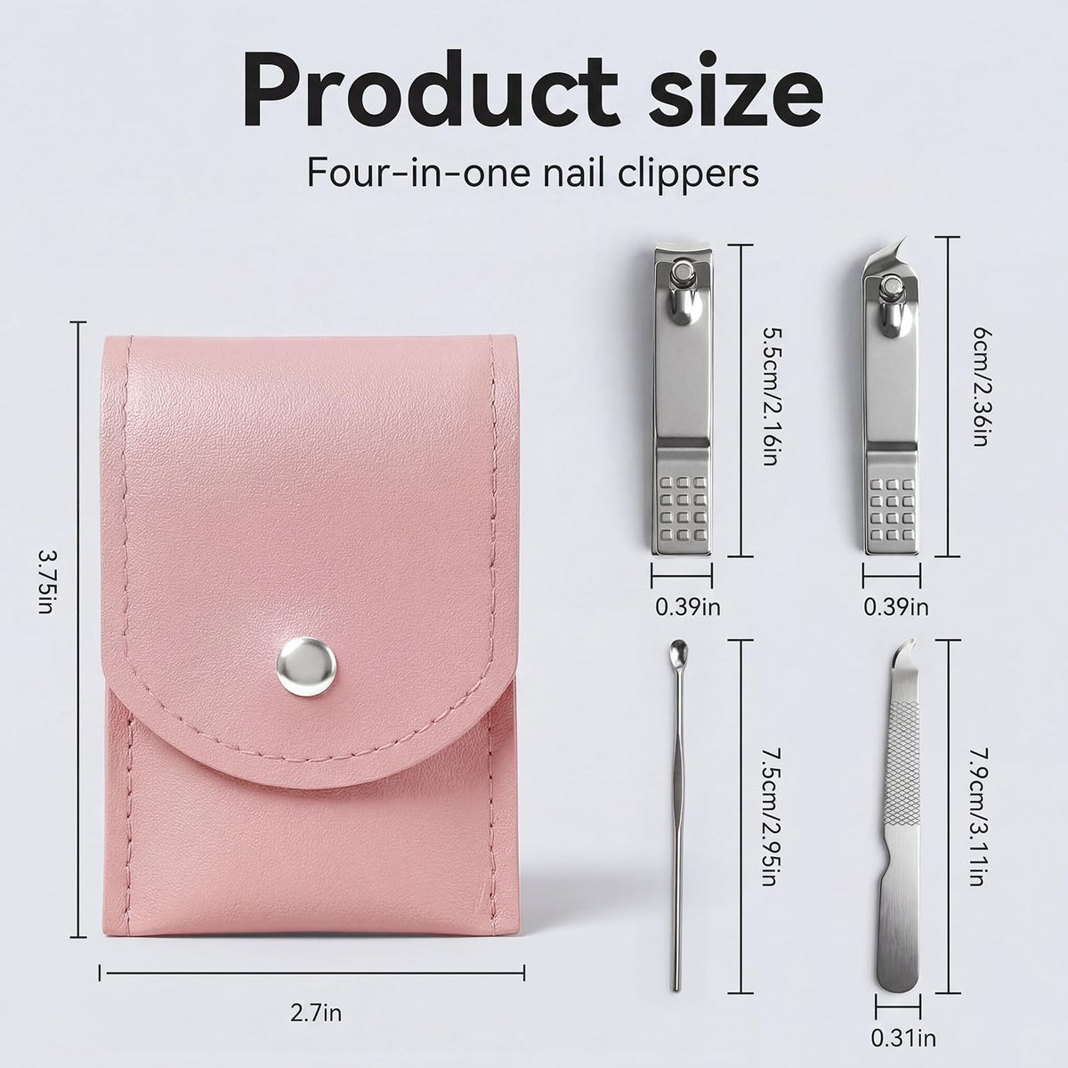 RISESAILS nail clippers in pink case for precise cuts and portable grooming.