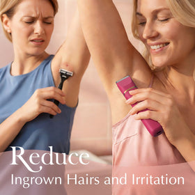 Risina ceramic blades delivering smooth, irritation-free trimming.