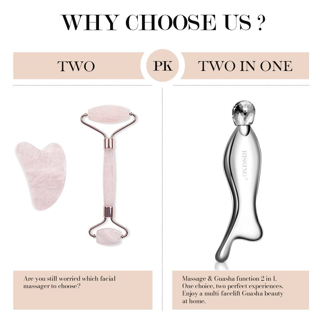 RISSING stainless steel gua sha surface with ergonomic shape for comfortable grip