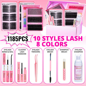 RITALASH Cat Eye cluster lashes show varied densities for dramatic daily looks.