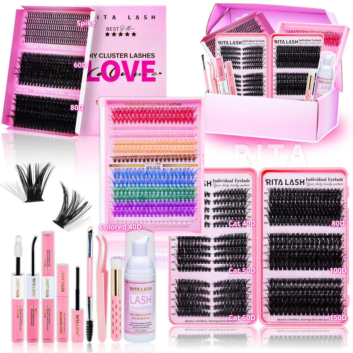 RITALASH Lash Clusters Kit box showcases a compact setup for at-home lash styling.
