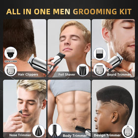 ritarga 14-in-1 cordless grooming kit with versatile tools for beard, nose, hair, and body