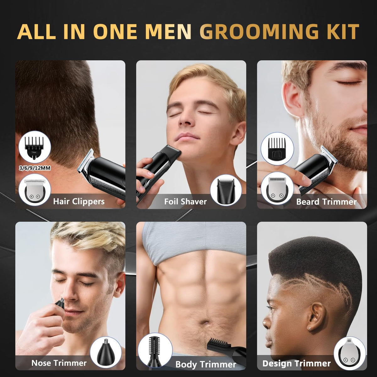 Ritarga cordless grooming kit ideal for beard, hair, and body trimming anywhere