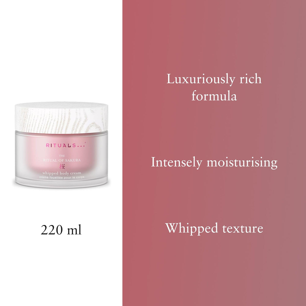 RITUALS The of Sakura Body Cream cherry blossom and rice milk aroma enhances daily routine.