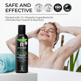 Rivermint Saw Palmetto extract — supports scalp health in the formula