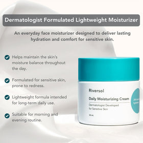 Riversol daily moisturizer jar showing creamy texture for hydration.