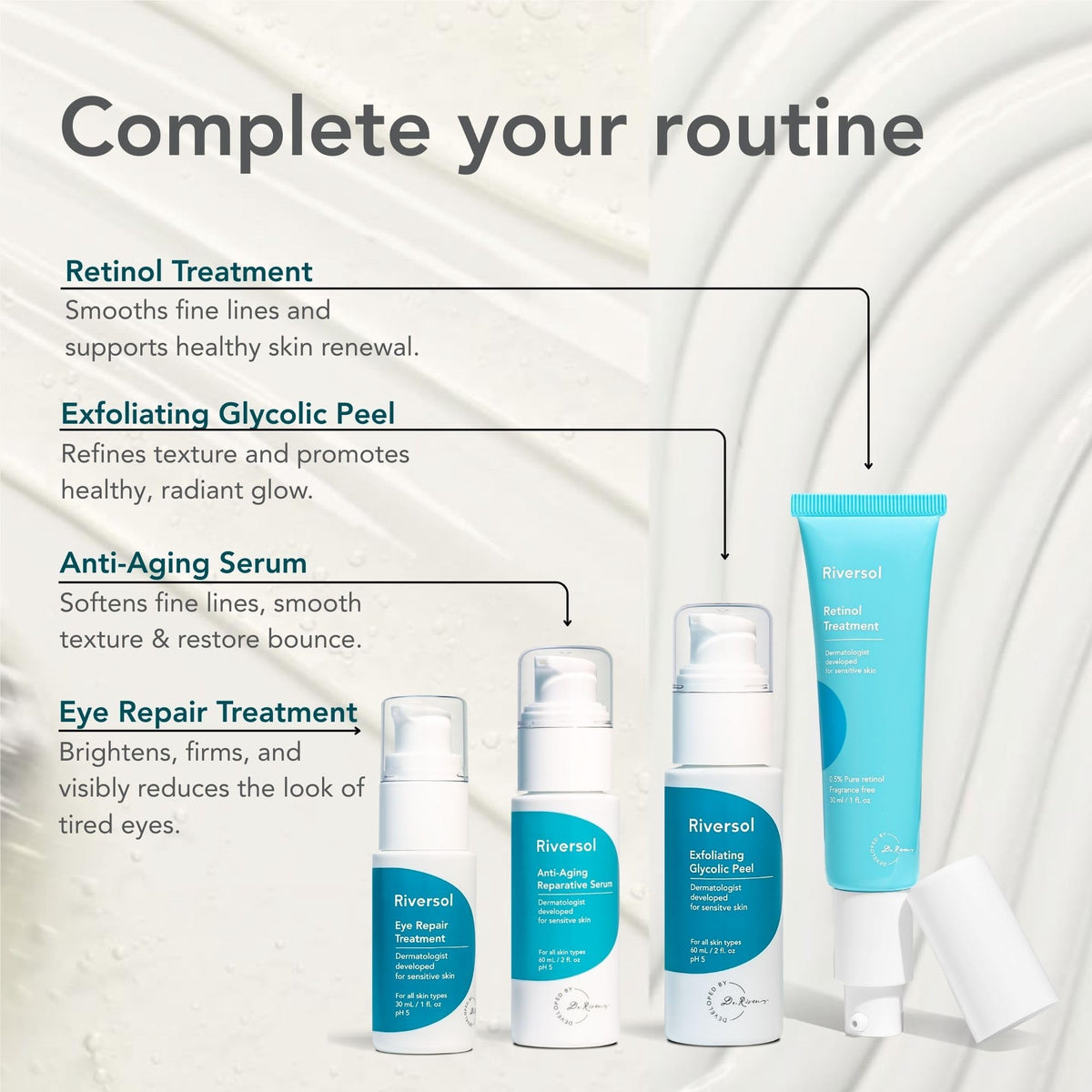 Riversol daily use under makeup for smoother results.