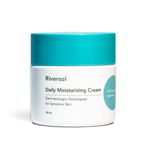 Riversol fragrance-free moisturizer bottle for sensitive skin.