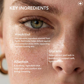 Riversol Hydrating Cream Cleanser being applied to the face for gentle makeup removal.