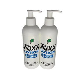 Rixx Lotion Original bottle with pour spout offers quick absorption and deep hydration.