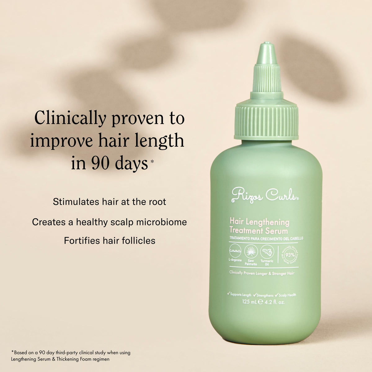 Rizos Curls lengthening serum massaged into the scalp for nourishment