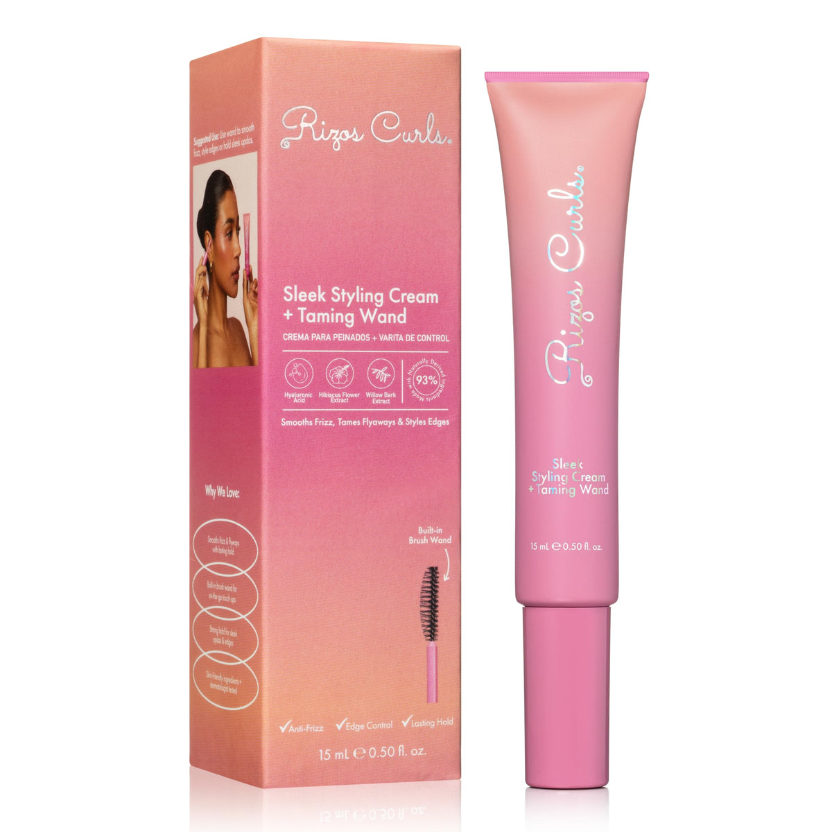 Rizos Curls Sleek Styling Cream and Taming Wand edge-control for a smooth look