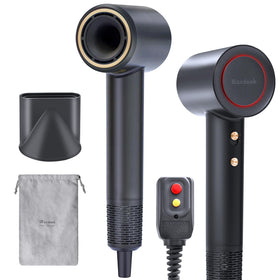 Rizzdeek hair dryer ion close-up highlighting 500 million ions for smooth shine.