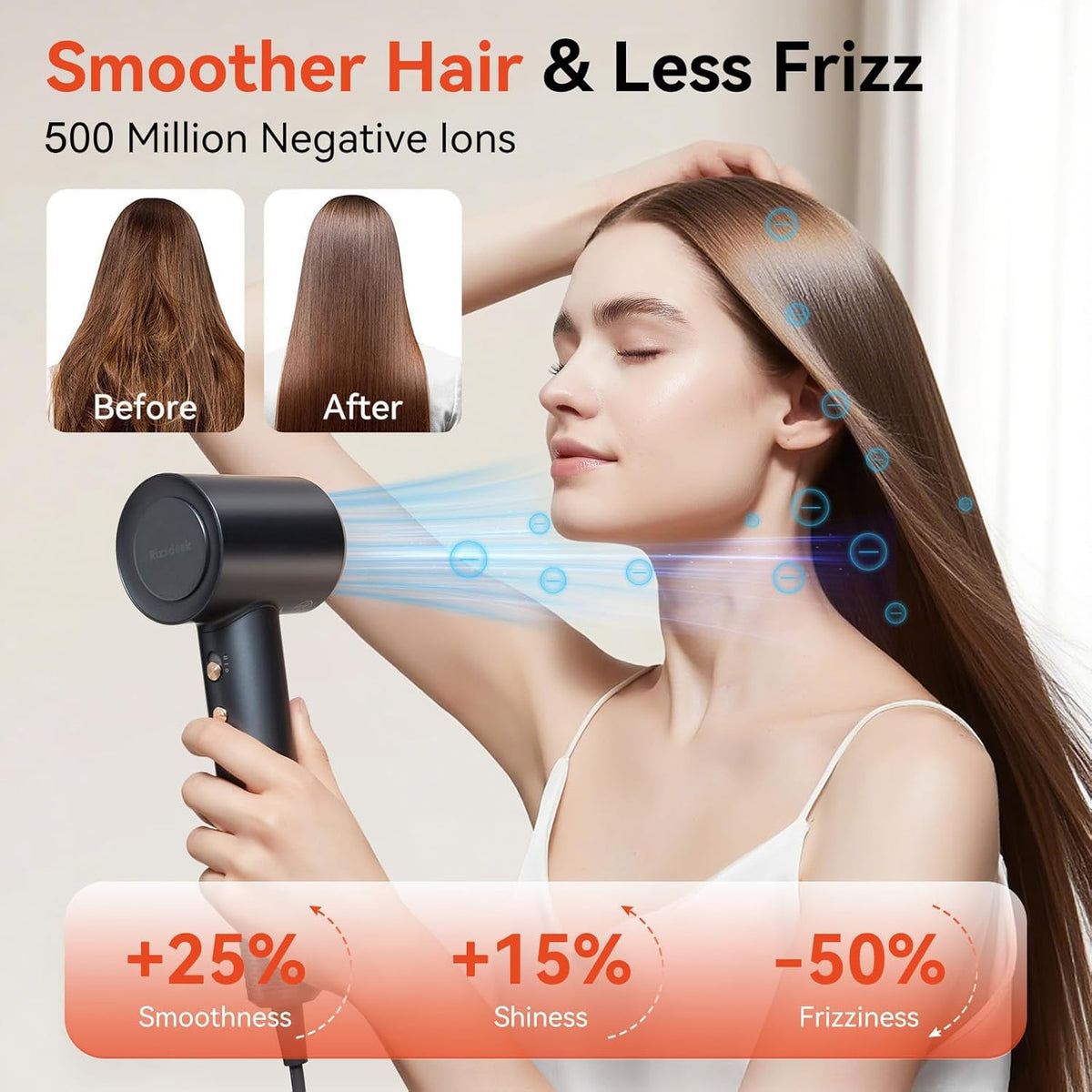 Rizzdeek hair dryer ultralight design ideal for travel.