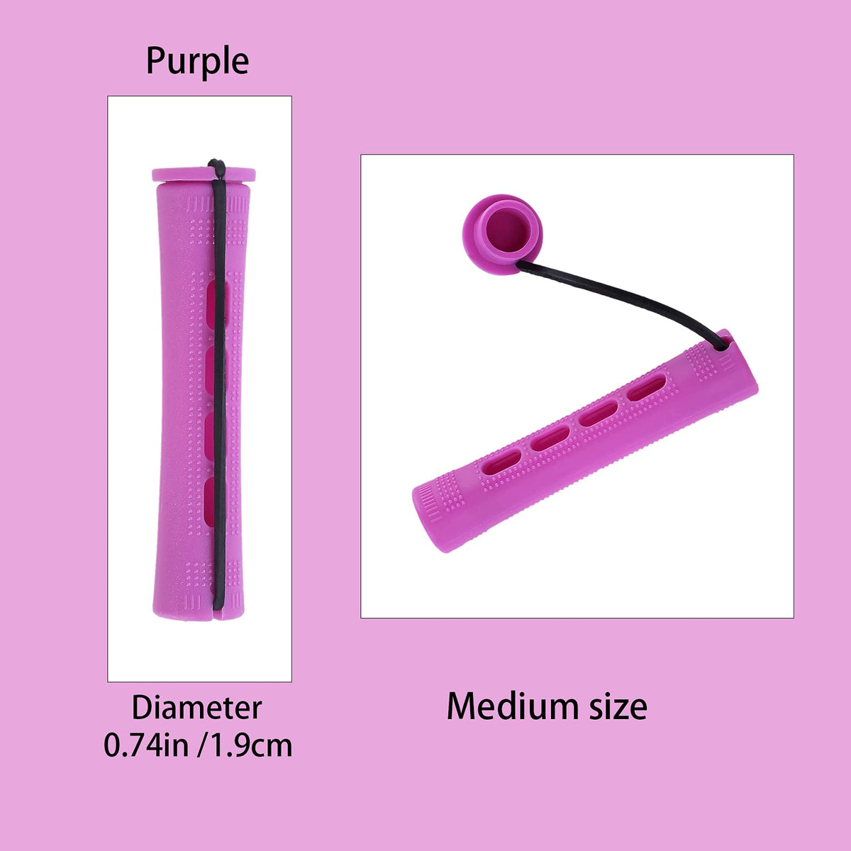 RJMBMUP perm rods long hair wrap demonstrates secure curl without heat.