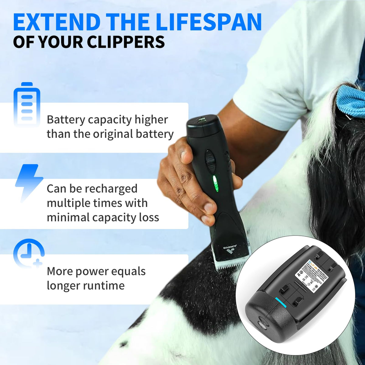 RLJT JIN DBLC-2 compatible with Andis Supra ZR II for uninterrupted grooming sessions