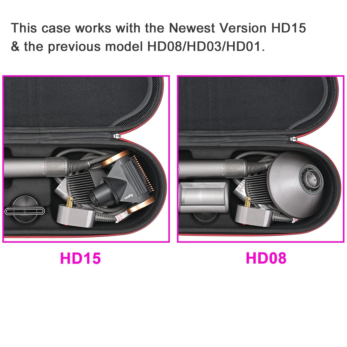 RLSOCO Dyson Supersonic hard case durable EVA and 1680D materials offer sturdy protection.