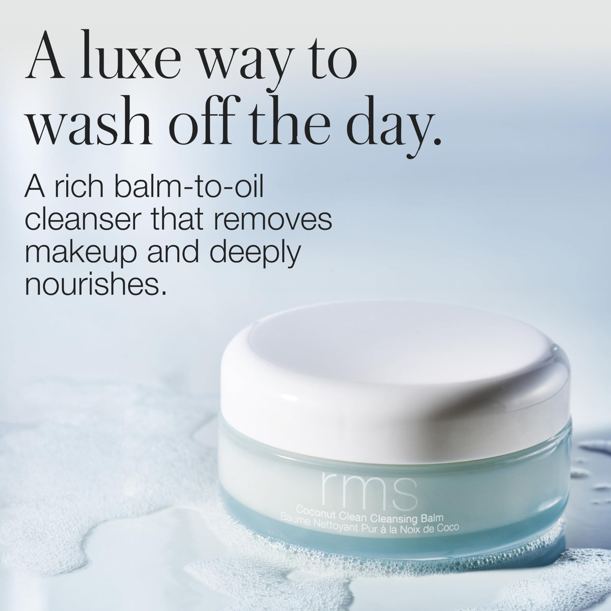 RMS Beauty Coconut Clean Balm-to-Oil texture melts makeup smoothly
