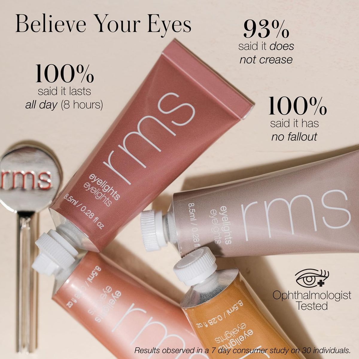 RMS Beauty Eyelights Cream applied with brush for precise layer.