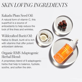 RMS Beauty Kakadu Beauty Oil delivers a luminous glow that brightens skin tone.