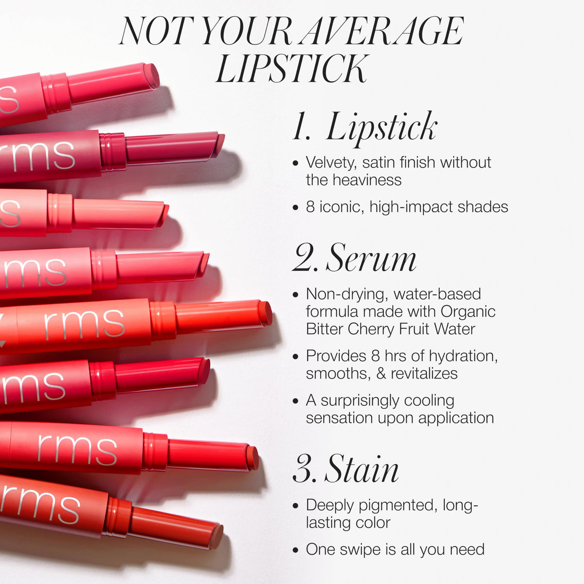 RMS Beauty Legendary Serum Lipstick universal shades including Bisou complement diverse skin tones