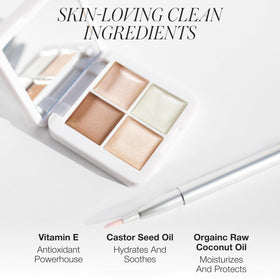 RMS Beauty Lip2Cheek Glow Quad creamy highlighters gliding on skin for glow