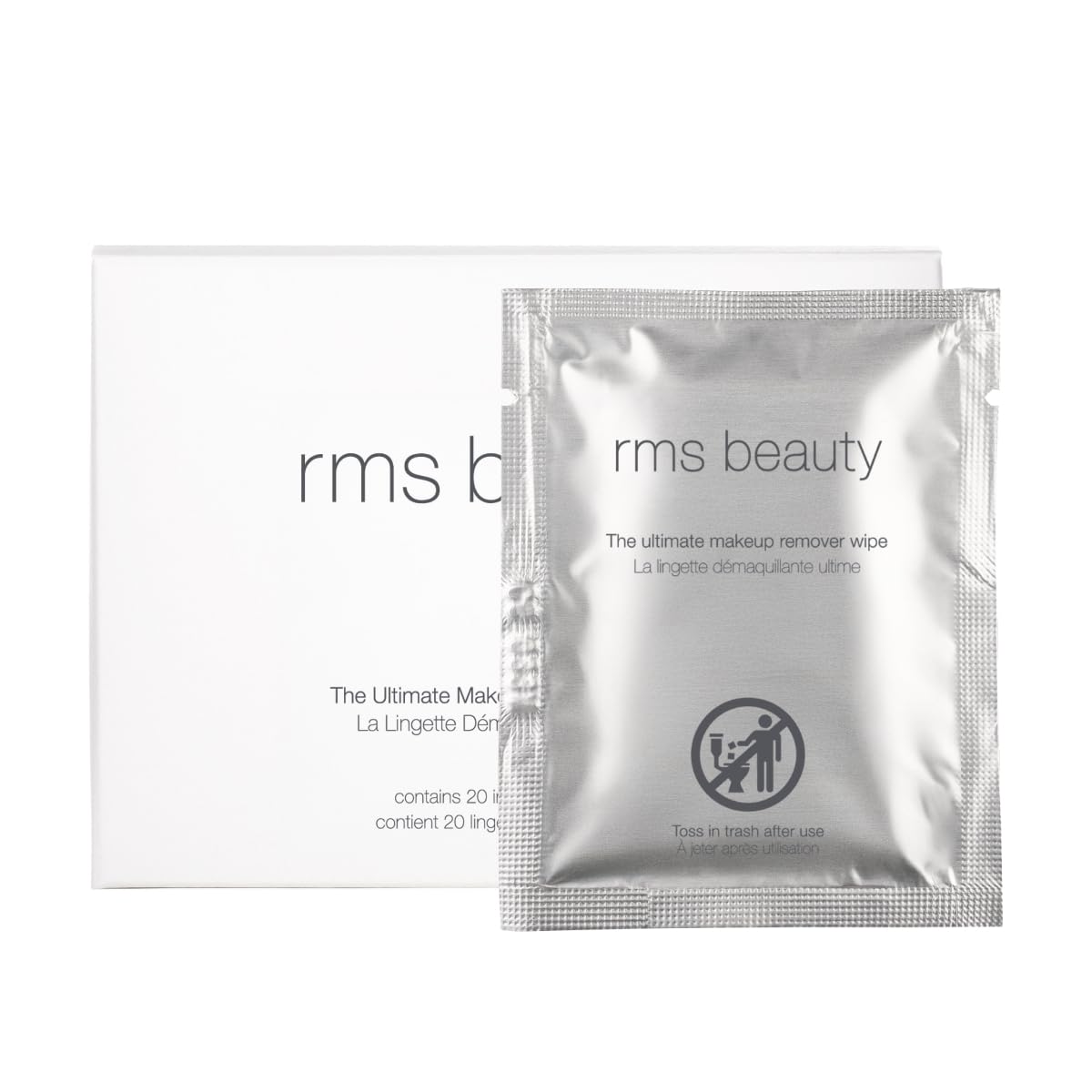 RMS Beauty Makeup Remover Wipes pack for on-the-go cleansing and gentle daily use.