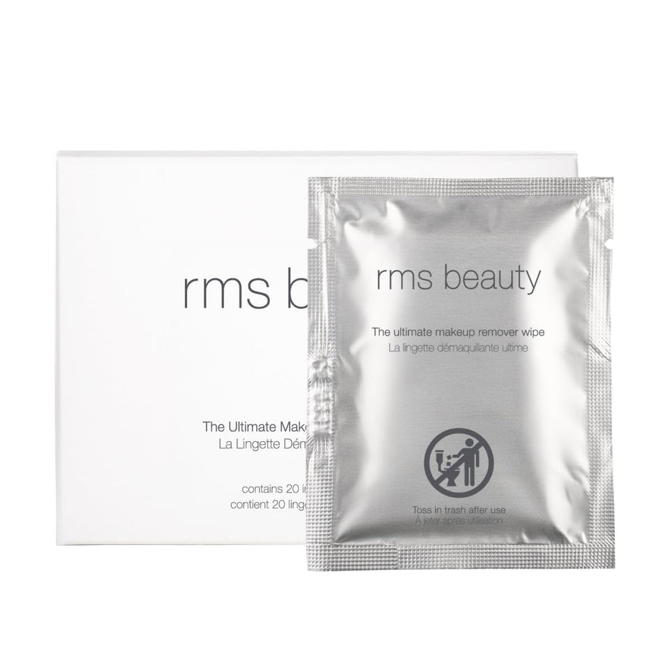 RMS Beauty Makeup Remover Wipes pack for on-the-go cleansing and gentle daily use.