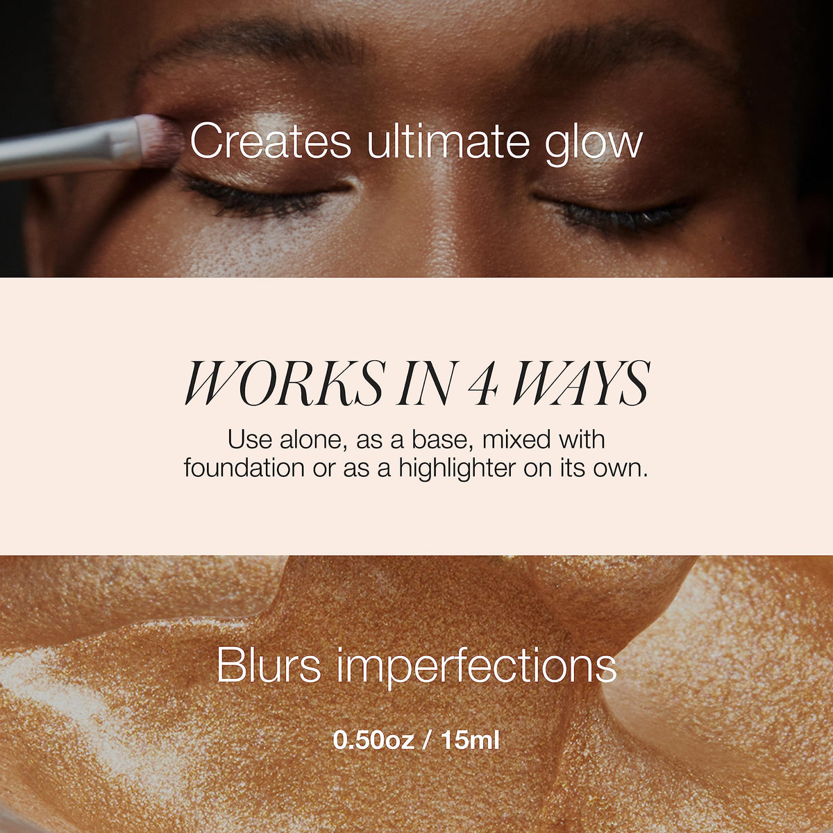 RMS Beauty Master Radiance Base dabbed to blend with foundation for glow