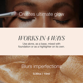RMS Beauty Master Radiance Base dabbed to blend with foundation for glow