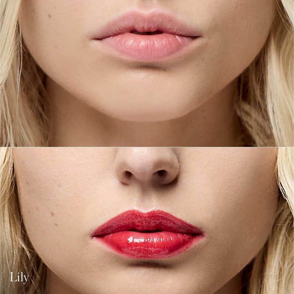 RMS Beauty Mini Lip Oil Trio on lips delivers silky texture