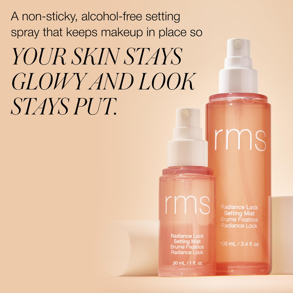RMS Beauty Radiance Lock Setting Mist being sprayed for mid-day refresh