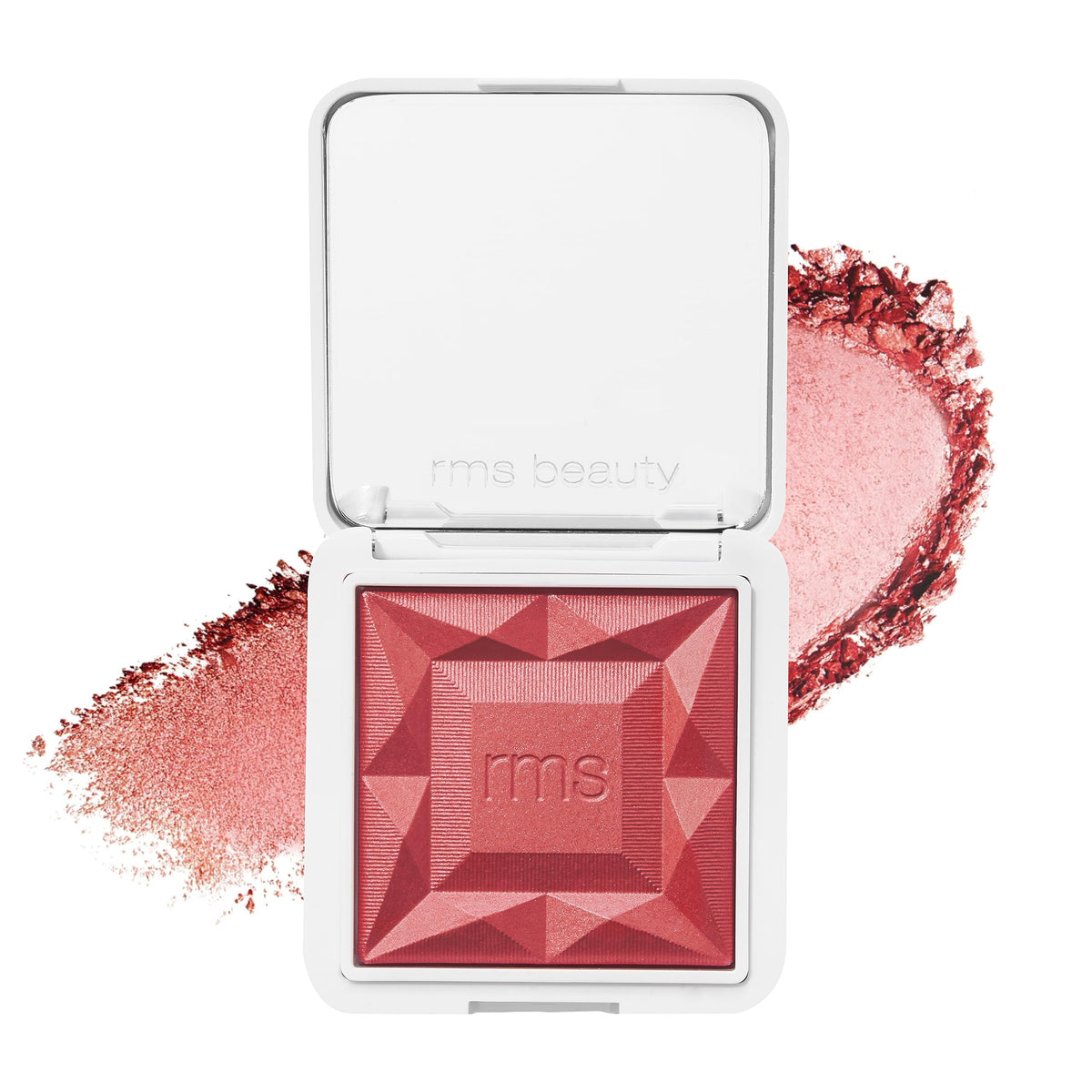 RMS Beauty Redimension Hydra Powder Blush packaging close-up in a refillable compact