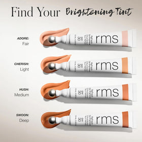 RMS Beauty ReFresh Eye Brightener under-eye application demonstrating color correction.