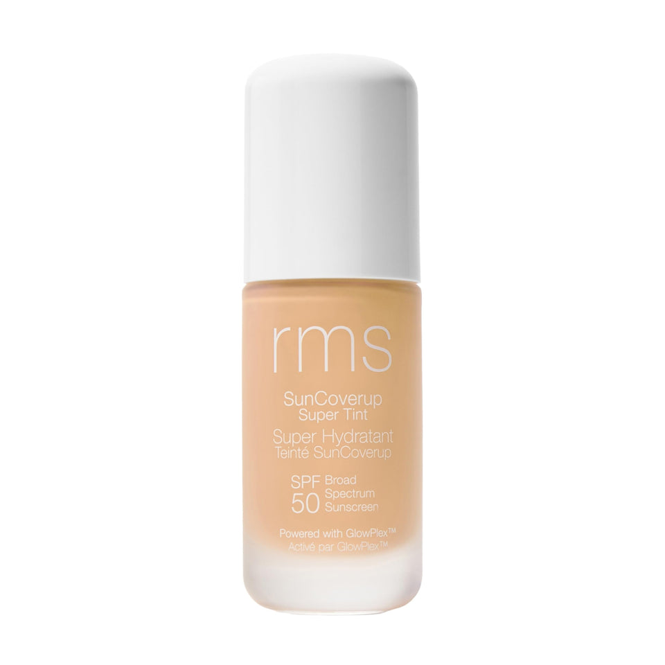 RMS Beauty SunCoverup bottle showcases a lightweight, mineral SPF 50 protection in a tinted base.