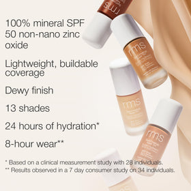 RMS Beauty SunCoverup water-resistant image demonstrates lasting wear with light movement.