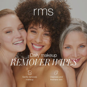 RMS Beauty wipe close-up highlighting hypoallergenic formula for sensitive skin.