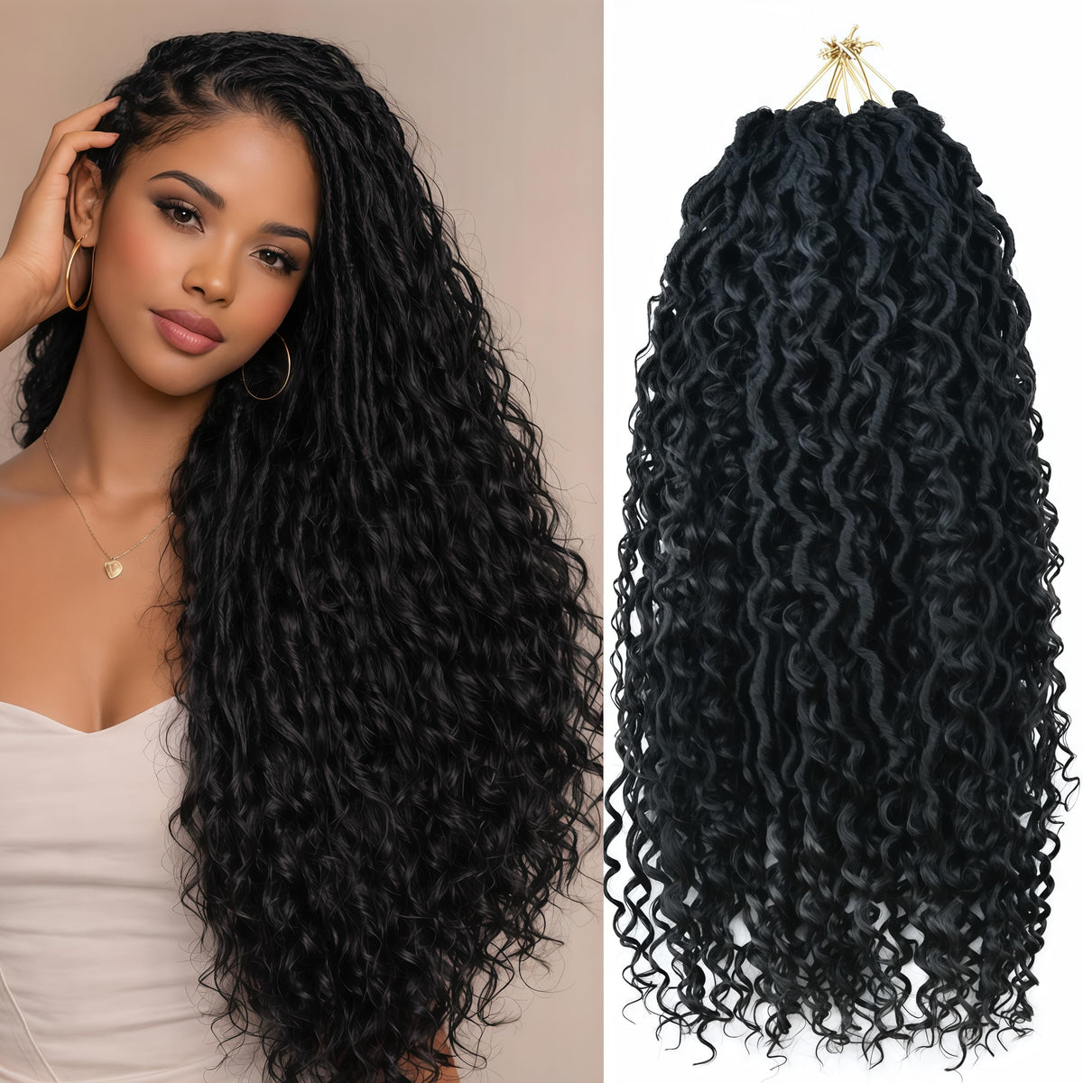 RMYHIG Goddess Locs 18inch prelooped installation for fast crochet styling.