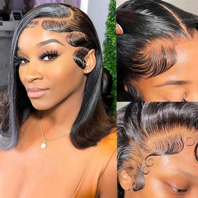 Rnsnwiee short bob wig with 13x4 lace front for versatile daily looks